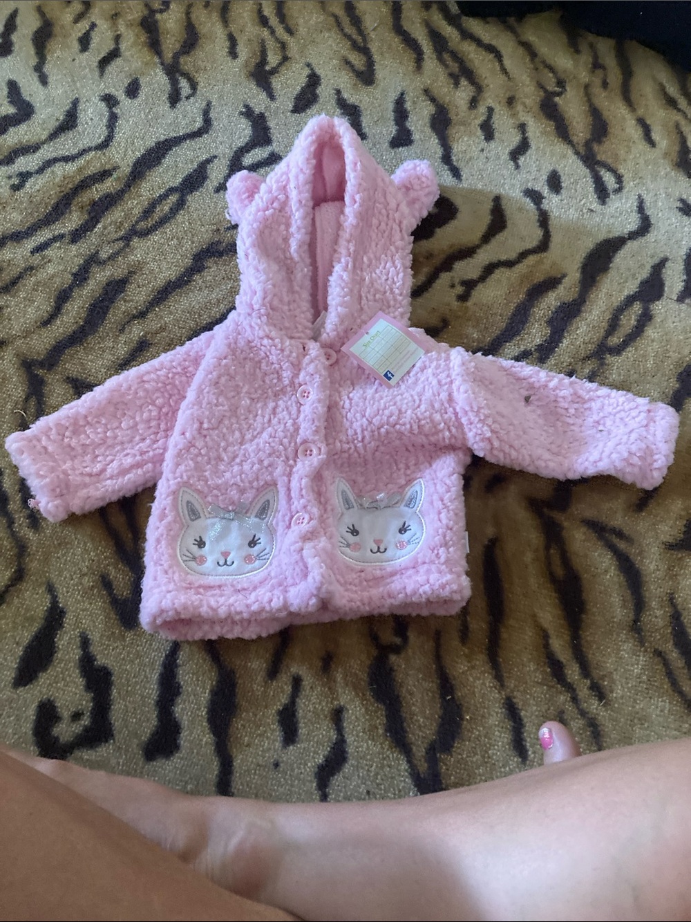 Baby Pink Sherpa Hooded Jacket with Bunny Pockets - Kids Jackets & Coats